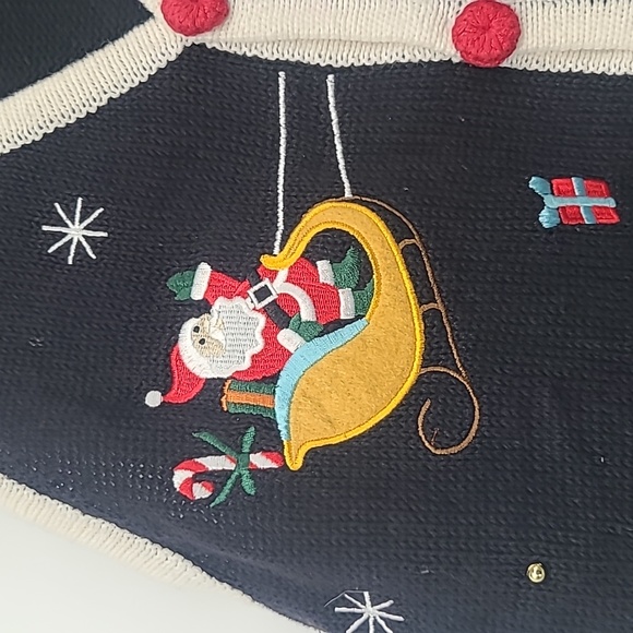 Grannycore Holiday editions knit Christmas sweater vest large Santa - Picture 3 of 8